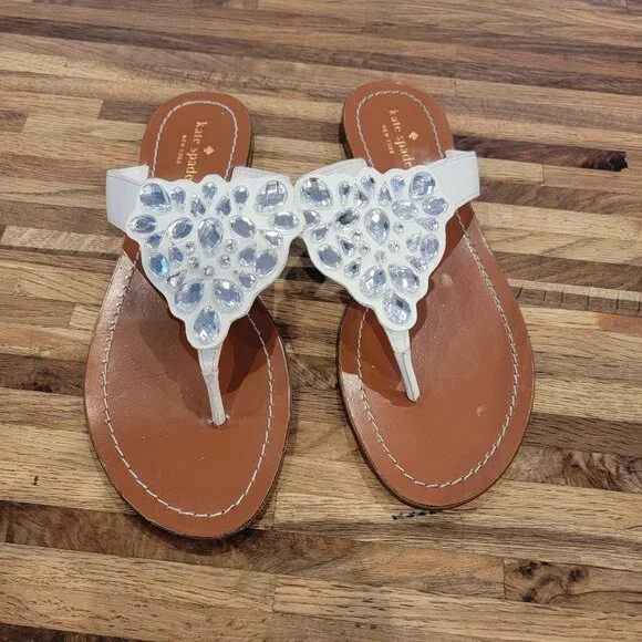 Kate Spade Cora Jeweled Thong Toe Flat Sandals - Picture 2 of 12